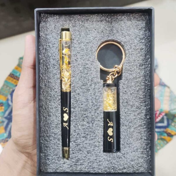 Personalized Gold Flake Combo Pen + Keychain