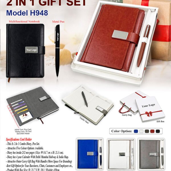 Stylish Leather Diary & Pen Combo