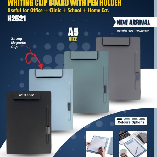 WRITING CLIP BOARD WITH PEN HOLDER